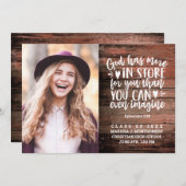 卒業式バイブル聖句フォトウ素朴ィードスクリプト 案内状 (正面/裏面)