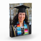 卒業式パーソナライズされたのシンプル写真 フォトブロック (左)