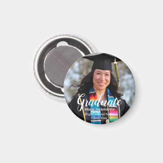卒業式パーソナライズされたのシンプル写真 マグネット (正面/裏面)