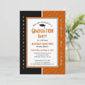 卒業式パーソナライズされたオレンジブラック 招待状 (スタンド正面)