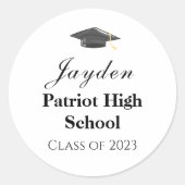卒業式パーソナライズされたキャップスクールクラス ラウンドシール (正面)