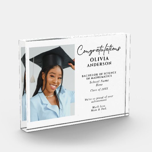 卒業式パーソナライズされたギフトカスタムメッセージ写真 フォトブロック (左)