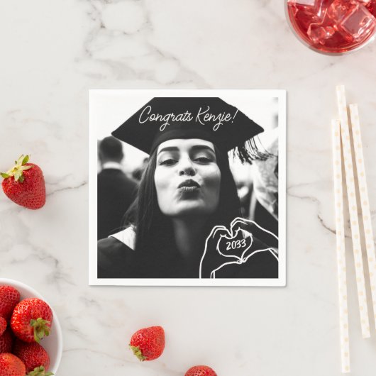 卒業式パーソナライズされたナプキンスカスタムの写真 スタンダードカクテルナプキン (インサイチュ)