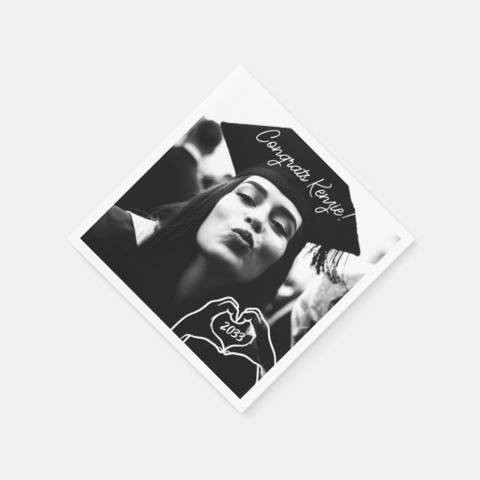 卒業式パーソナライズされたナプキンスカスタムの写真 スタンダードカクテルナプキン (角)