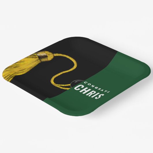 卒業式パーソナライズされたパーティグリーン紙プレート ペーパープレート (傾斜あり)