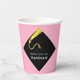 卒業式パーソナライズされたパーティーピンク紙カップ 紙コップ