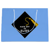 卒業式パーソナライズされたライトブルー大抱き枕 ラージペーパーバッグ (正面)