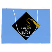 卒業式パーソナライズされたライトブルー大抱き枕 ラージペーパーバッグ (裏面)