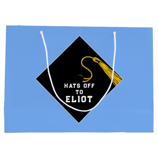 卒業式パーソナライズされたライトブルー大抱き枕 ラージペーパーバッグ (裏面)