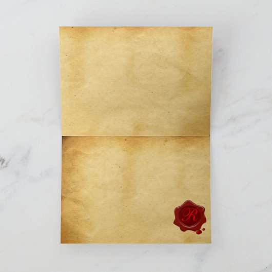 卒業式パーチメント赤ワックスシールモノグラム 案内状 (内部)