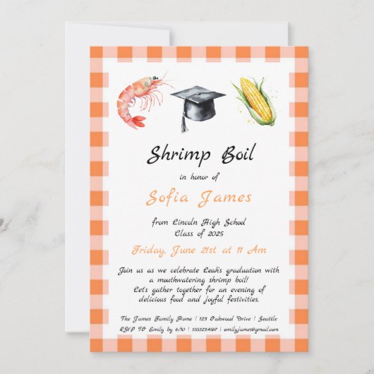 卒業式パーティエビボイル招待状 招待状 (正面)