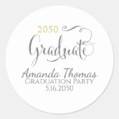 卒業式パーティエレガント金ゴールド黒のスクリプモダント ラウンドシール (正面)