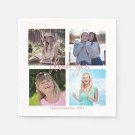 卒業式パーティカスタムフォトコラージュ スタンダードカクテルナプキン