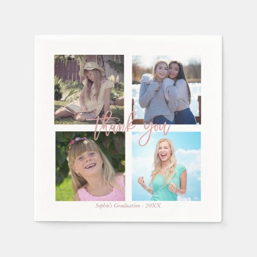 卒業式パーティカスタムフォトコラージュ スタンダードカクテルナプキン (正面)