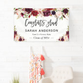 卒業式パーティバナー素朴- Burgundyフローラ 横断幕 (インサイチュ)