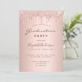 卒業式パーティバラ金ゴールドグリッターの乾燥 招待状 (スタンド正面)