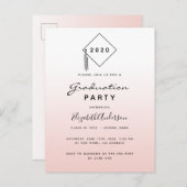 卒業式パーティバラ金ゴールド赤面招待 ポストカード (正面/裏面)