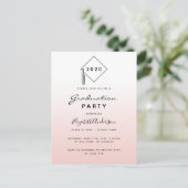 卒業式パーティバラ金ゴールド赤面招待 ポストカード (スタンド正面)