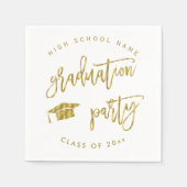 卒業式パーティフェイク金ゴールドクラス スタンダードカクテルナプキン (正面)