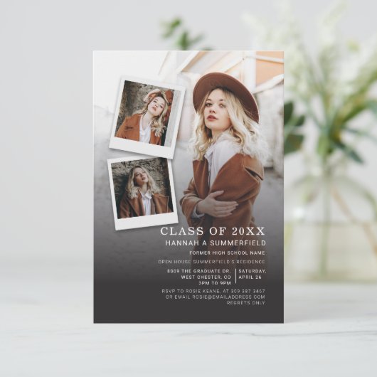 卒業式パーティフォトコラージオープンハウスグラード 招待状 (スタンド正面)