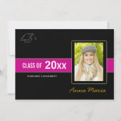 卒業式パーティフォトピンク招待状 招待状 (正面)