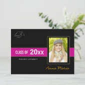 卒業式パーティフォトピンク招待状 招待状 (スタンド正面)