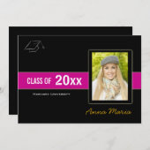 卒業式パーティフォトピンク招待状 招待状 (正面/裏面)