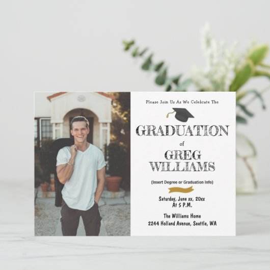 卒業式パーティフォト招待状カード 招待状 (スタンド正面)