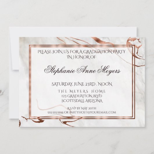 卒業式パーティマルブレッド銅タイポグラフィ 招待状 (裏面)