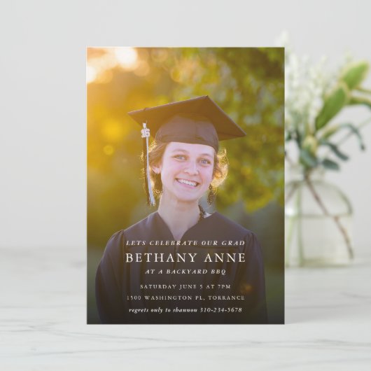 卒業式パーティミニマルフォト招待状 招待状 (スタンド正面)