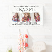 卒業式パーティモダンー3写真おめでとう 横断幕 (インサイチュ)