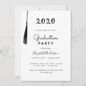 卒業式パーティモダン白黒タッセル 招待状 (正面)