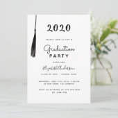 卒業式パーティモダン白黒タッセル 招待状 (スタンド正面)