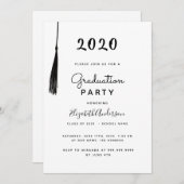 卒業式パーティモダン白黒タッセル 招待状 (正面/裏面)