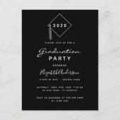 卒業式パーティモダン白黒招待 ポストカード (正面)