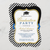 卒業式パーティモダン金ゴールドブラケット枠 招待状 (正面/裏面)