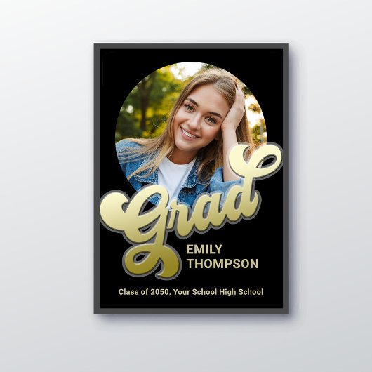 卒業式パーティレトロ金ゴールドカスタム写真 ポスター