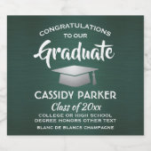 卒業式パーティーがブラッシュダークグリーンホワイト&シルバー スパークリングワインラベル (シングルラベル)