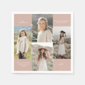 卒業式パーティーその後と今の卒業写真コラージュ スタンダードカクテルナプキン (正面)