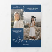 卒業式パーティーその後と今の卒業写真コラージュ 三つ折り案内状 (カバー)