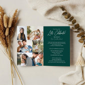 卒業式パーティーその後と今の卒業写真コラージュ 三つ折り案内状