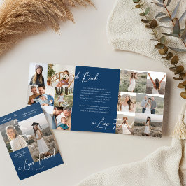 卒業式パーティーその後と今の卒業写真コラージュ 三つ折り案内状