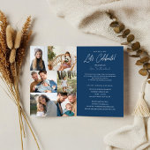 卒業式パーティーその後と今の卒業写真コラージュ 三つ折り案内状