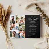 卒業式パーティーその後と今の卒業写真コラージュ 三つ折り案内状