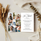 卒業式パーティーその後と今の卒業写真コラージュ 三つ折り案内状