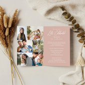 卒業式パーティーその後と今の卒業写真コラージュ 三つ折り案内状