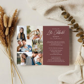 卒業式パーティーその後と今の卒業写真コラージュ 三つ折り案内状