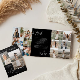 卒業式パーティーその後と今の卒業写真コラージュ 三つ折り案内状