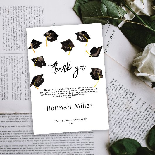 卒業式パーティーのハッピーハット サンキューカード