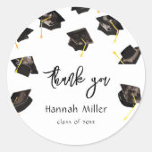 卒業式パーティーのハッピーハット ラウンドシール (正面)